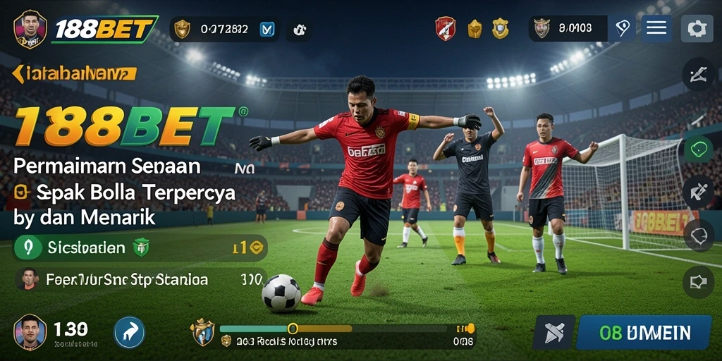 Tampilan gameplay 188BET yang menampilkan pertandingan sepak bola yang intens.