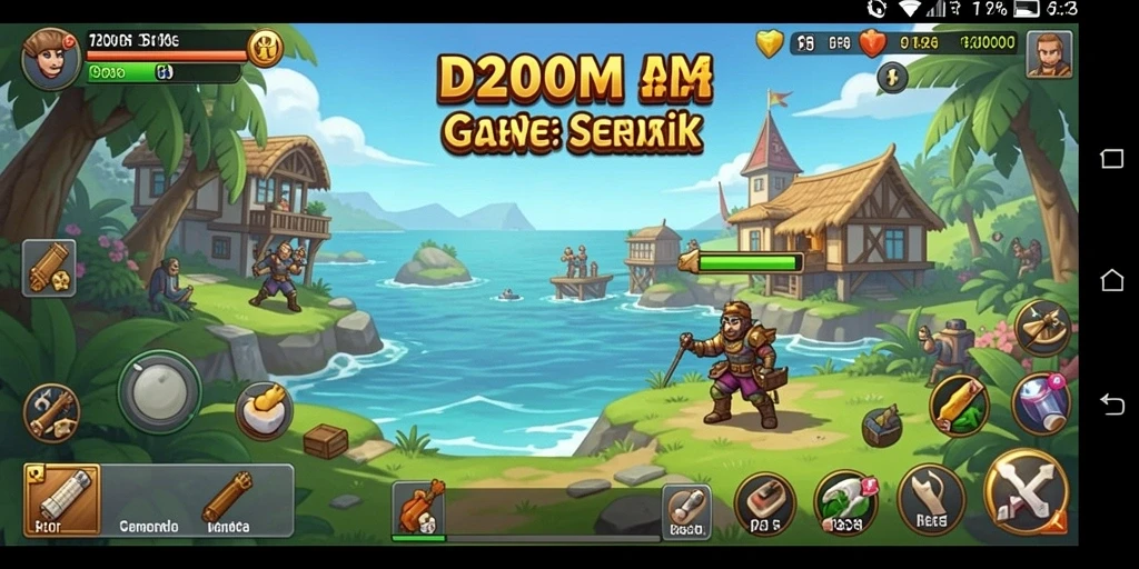 Screenshot gameplay D200M yang menampilkan pengelolaan sumber daya yang menarik.