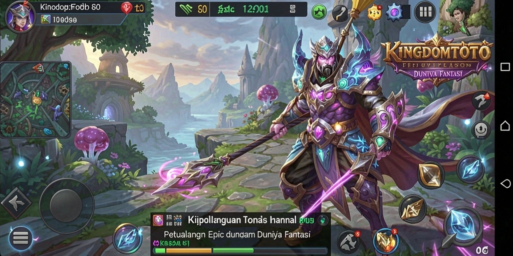 Gameplay RPG KINGDOMTOTO menampilkan pertempuran seru dan eksplorasi dunia fantastis.