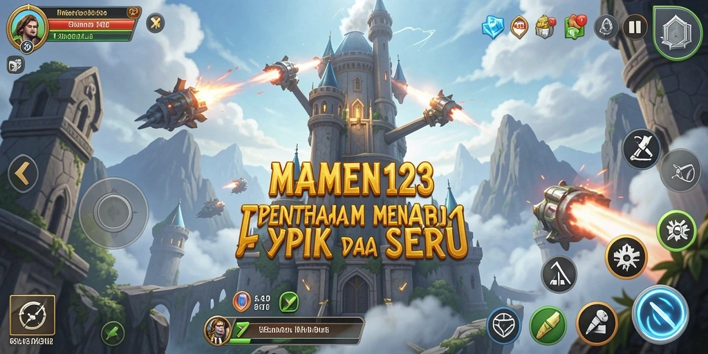 Gameplay MAMEN123 yang menegangkan dengan berbagai menara pertahanan.