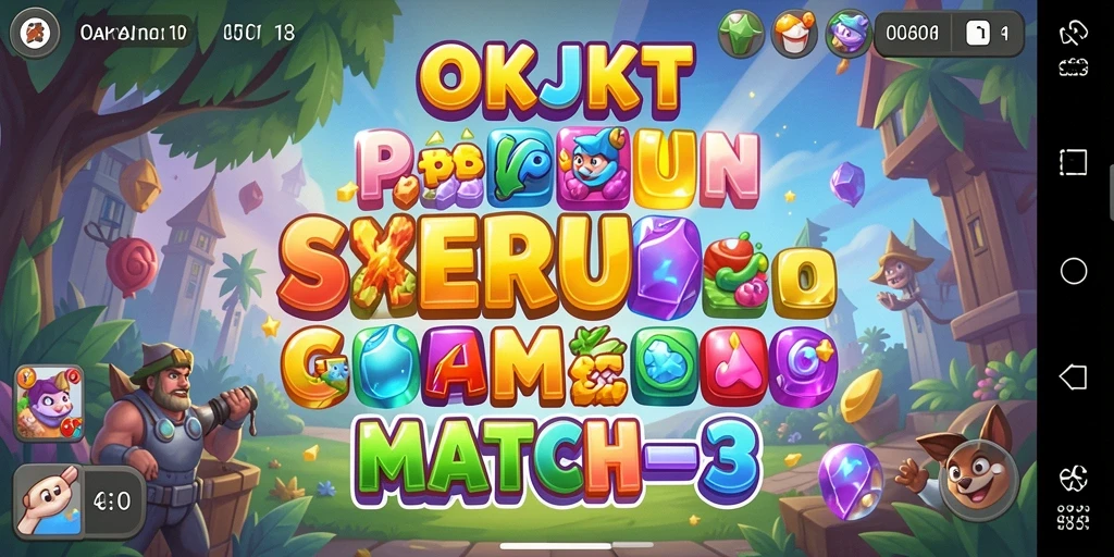 Screenshot gameplay seru dari OKJKT dengan tantangan Match-3.