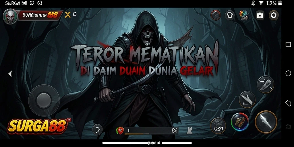 Tangkapan layar menunjukkan momen menegangkan dalam permainan SURGA88.